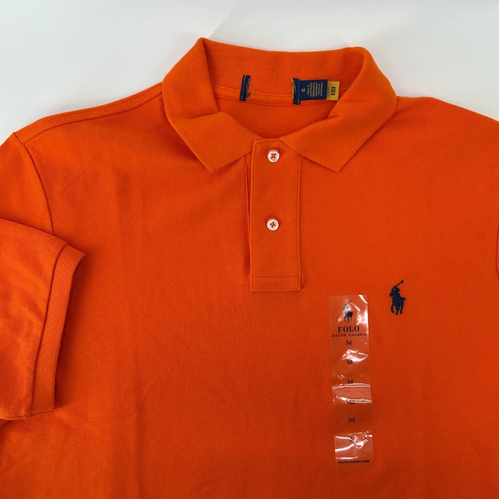 Polo Ralph Lauren Polo Shirt Mens Medium Orange Short Sleeve Pique New